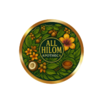 Home all hilom logo with gold border