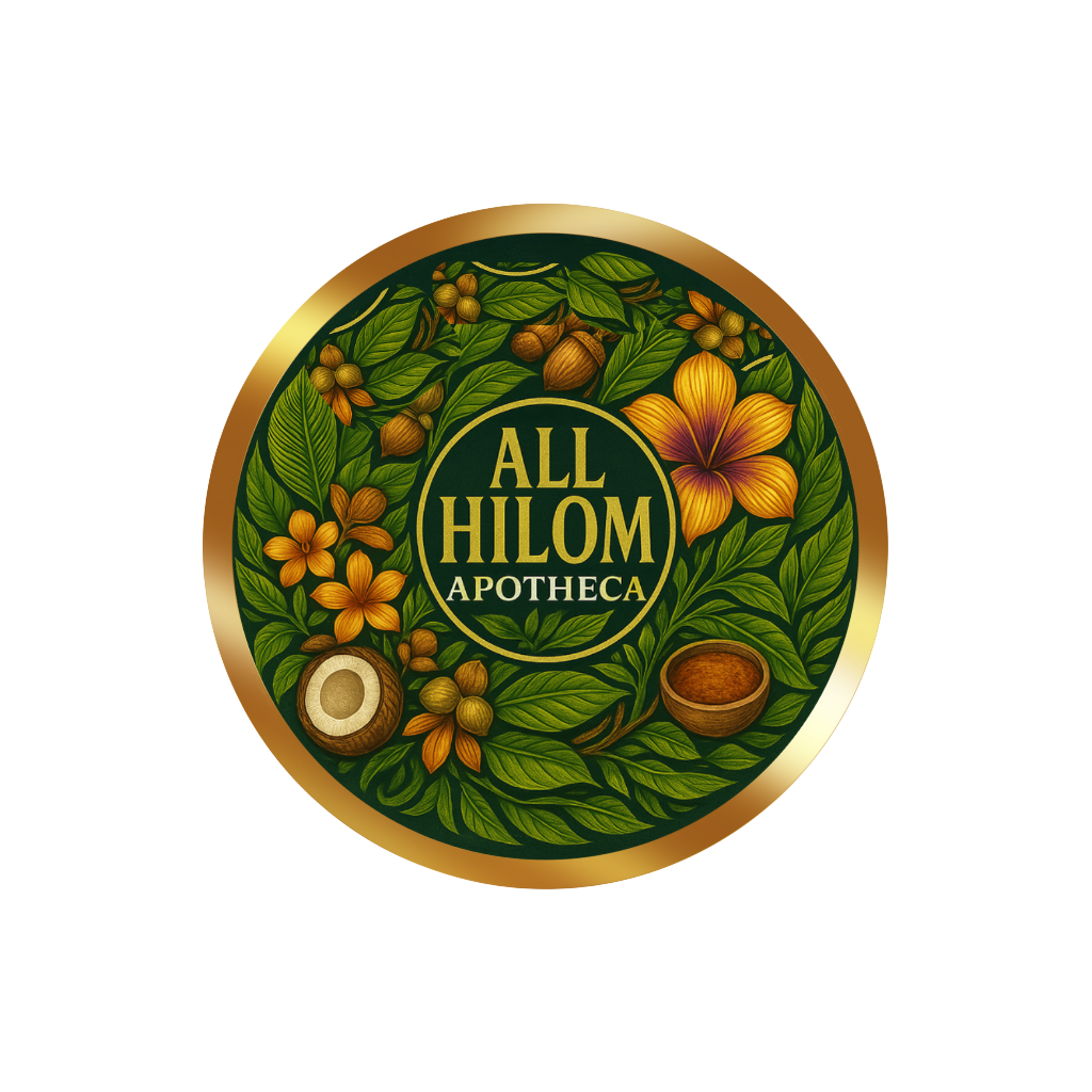 all hilom logo with gold border
