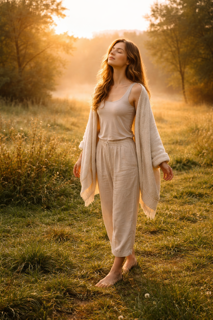 From Burnout to Balance: Small Rituals That Help You Feel Grounded Again Morning glow in a peaceful meadow