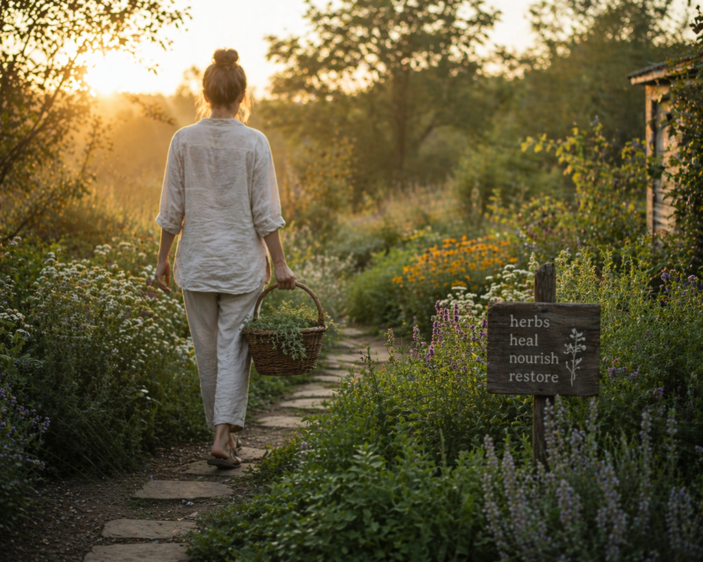 The Wisdom of the Old Ways: Healing Practices Worth Remembering Person walking through a garden at sunrise as part of a natural wellness routine