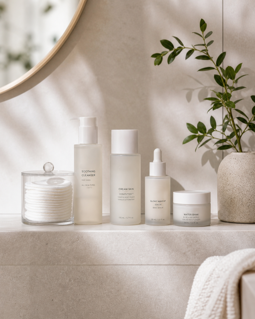 Gentle skincare products for supporting the skin barrier during stress.