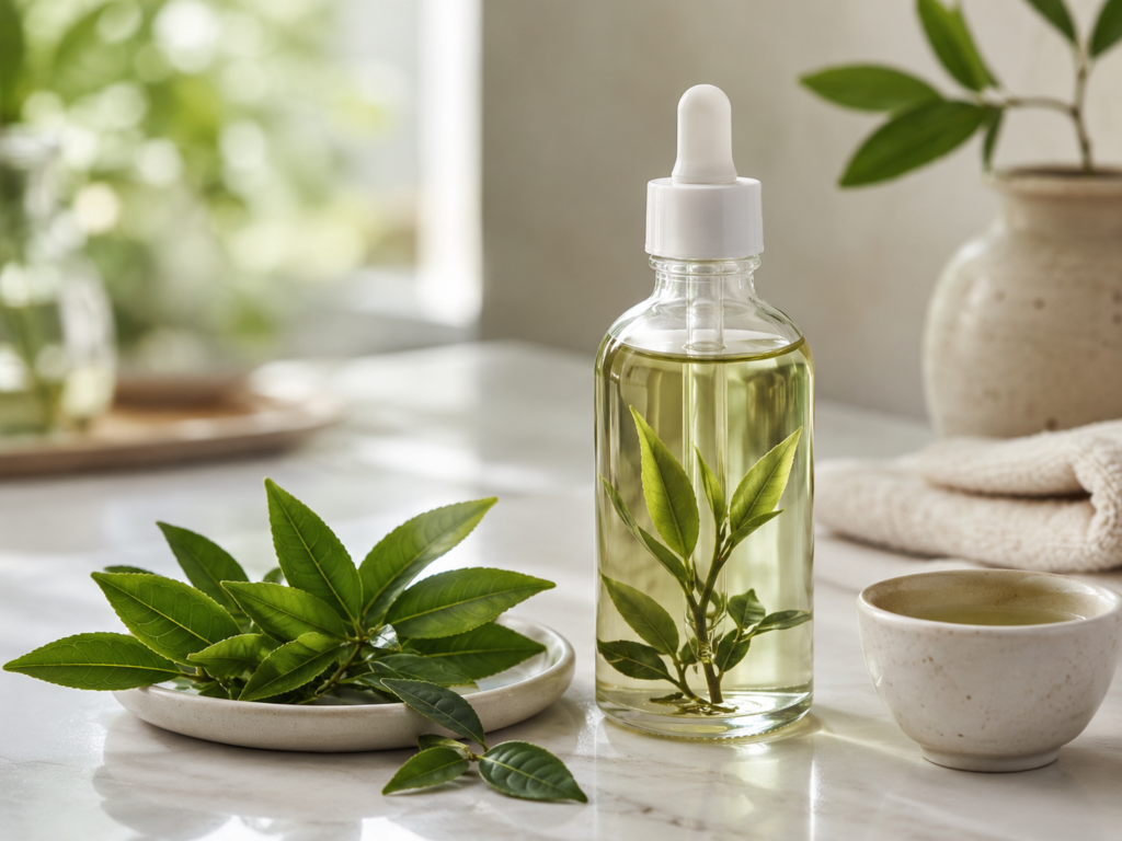  Green tea botanical scalp tonic for antioxidant scalp care.