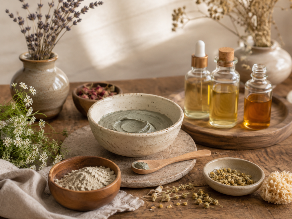 Botanical skincare ingredients inspired by ancestral healing traditions.