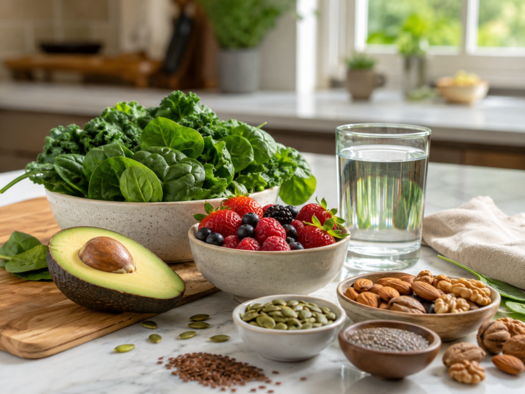 Nutrient-rich foods that support natural scalp care and healthy hair growth.