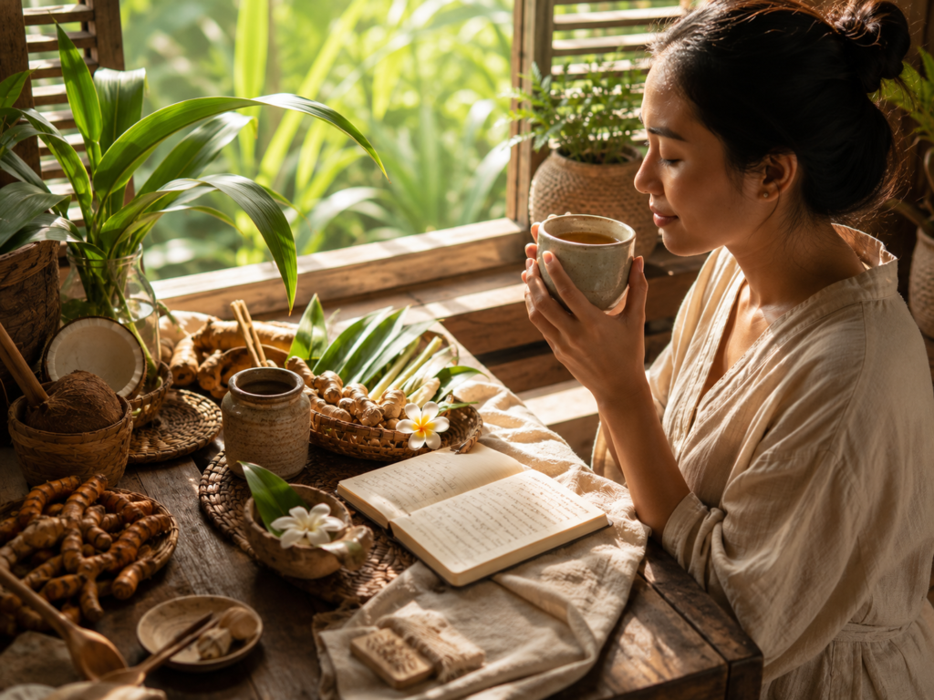 Peaceful morning wellness ritual inspired by Filipino holistic living.