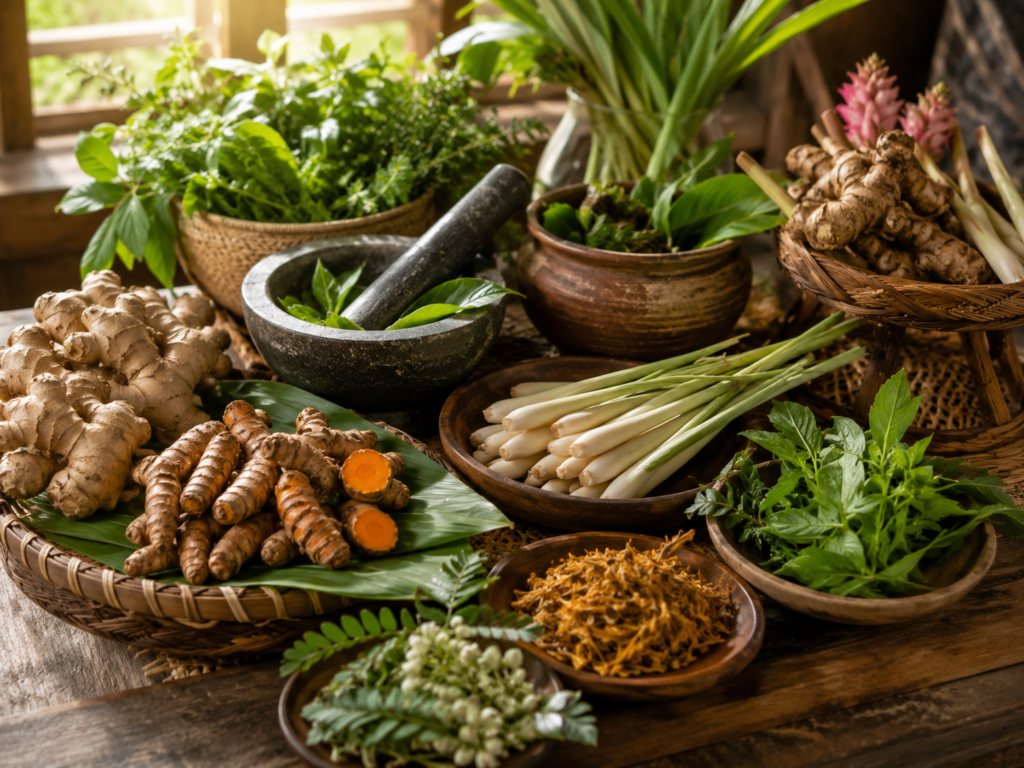 Traditional Filipino herbs and botanicals used in holistic wellness rituals.