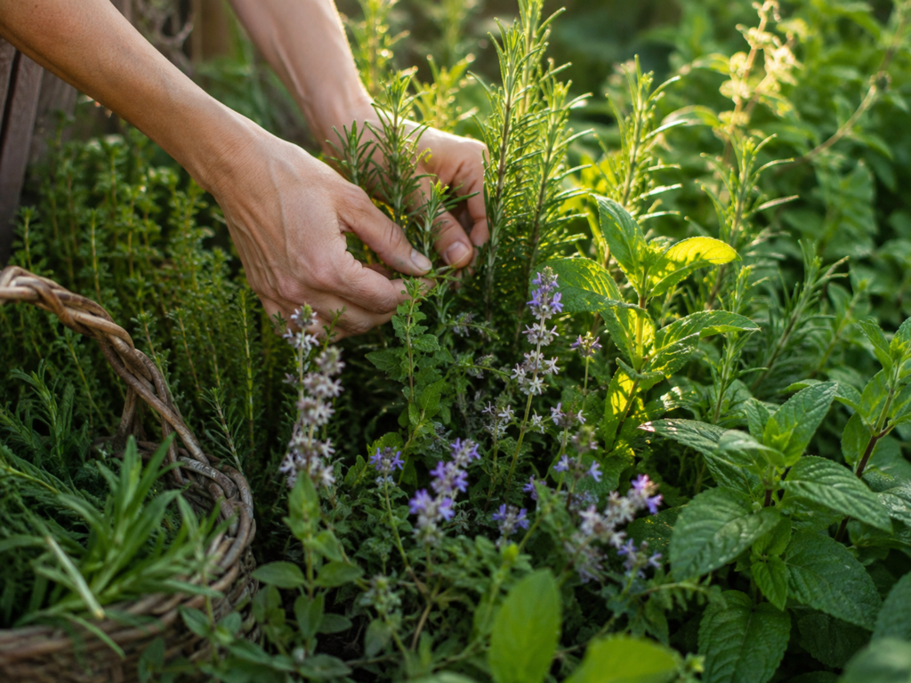 Fresh spring herbs gathered for a seasonal apothecary
