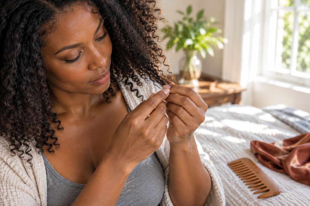 What Happens Between Wash Days Matters Too Checking the ends of natural textured hair between wash days