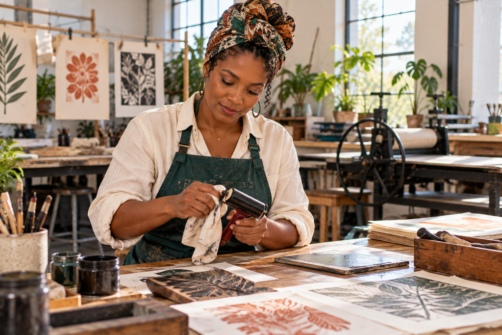 artist cleaning her tools after a hands on creative activity