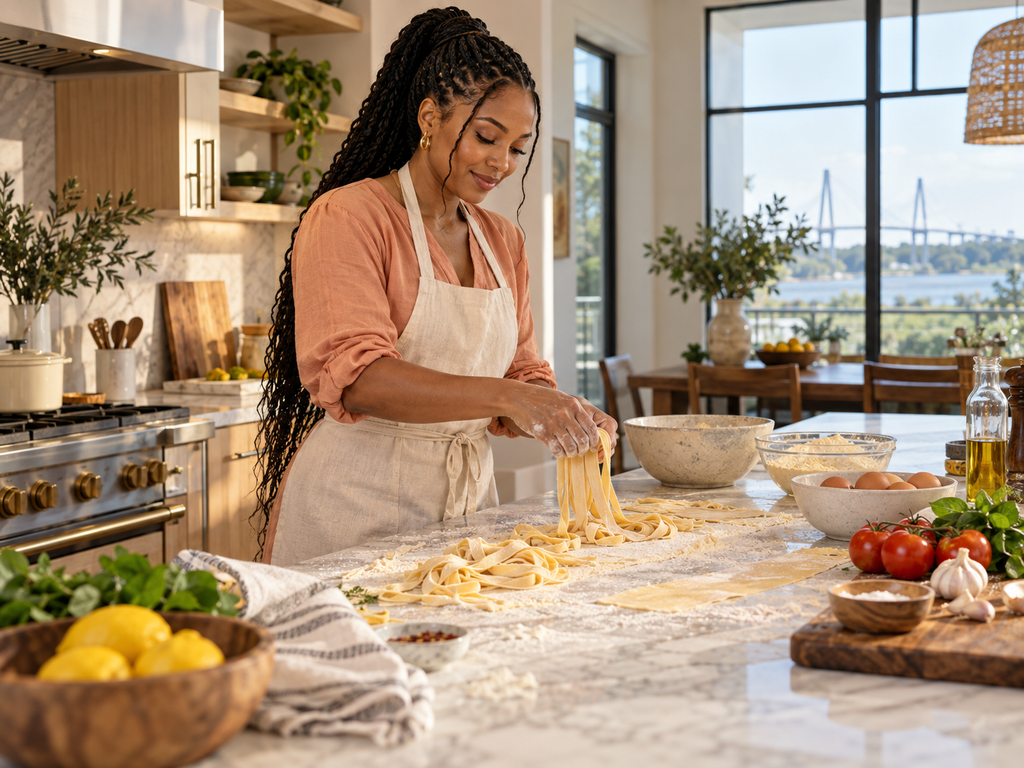 Home cook using her hands while preparing a meal in North Charleston