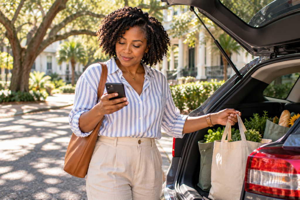 planning everyday errands while looking for local hair care in charleston