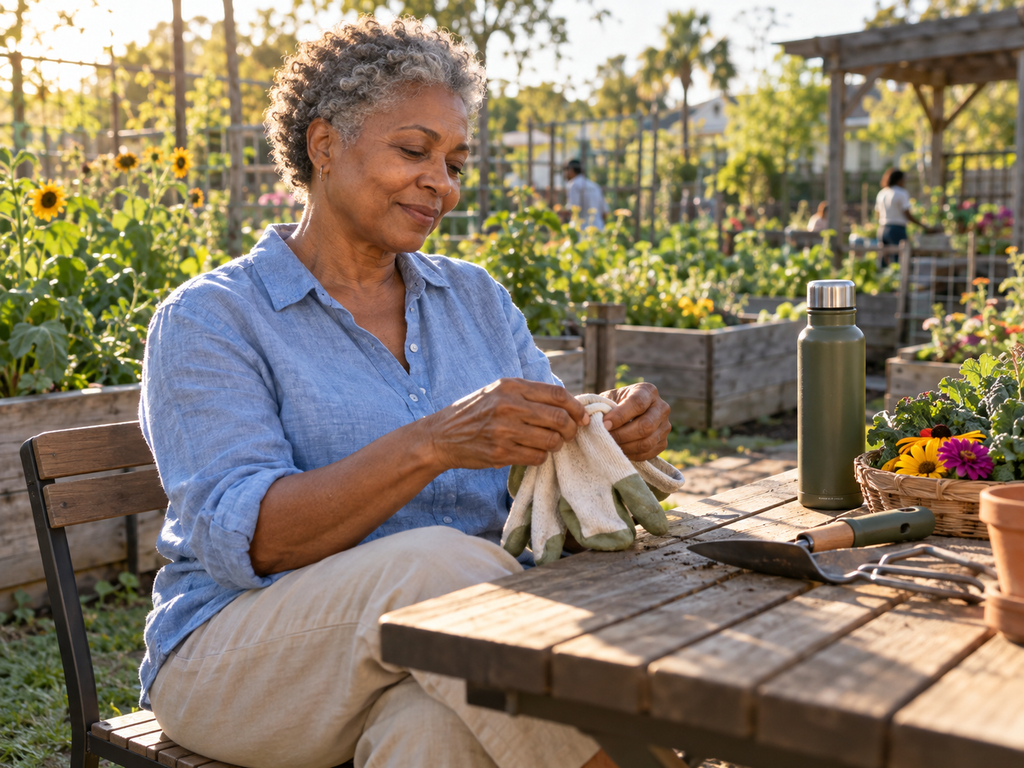 Taking care of hands after volunteering at a North Charleston community garden